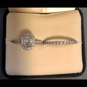 .90 oval halo platinum wedding set